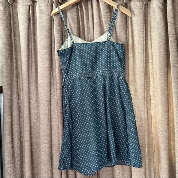 Mossimo Chambray Denim Spaghetti Strap Fit & Flare Circle Print Dress Medium - Picture 12 of 14